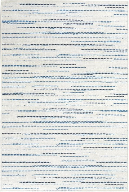 Dash & Albert Elwood Blue Machine Washable Rug, 5 X 8 Feet, Blue Stripe Pattern - Premium Luxury Hotel Quality Soft Breathable Hypoallergenic Machine Washable Easy Care All Season Comfortable
