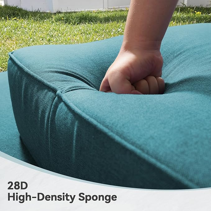 Luxury 6" Outdoor Cushions for Patio Furniture, 24x24x6" Thick Seat Cushion Set of 8, Fade Resistant Couch Chair Replacement Cushions High Density Deep Wicker Chair Cushion w/ Removable Cover, Green
