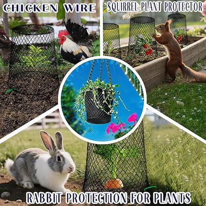 Feel Natural 10 Pcs Plant Protectors from Animals,9.25"x9.45"Heavy Duty Chicken Wire Cloches for Plants,Metal Mesh Garden Covers for Outdoor Plants,Strawberry&Seedling,Keep Rabbits Squirrels Cats Out
