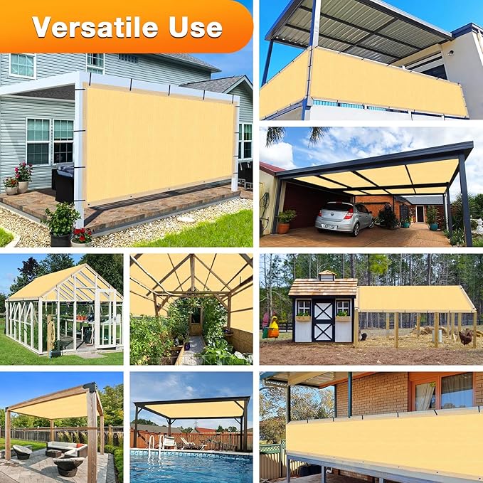Artpuch Outdoor Pergola Shade Cover 4x12 FT Sun Shade Cloth with Grommets Sand 90% UV Protection Canopy Patio Privacy Screen (Customized Available)