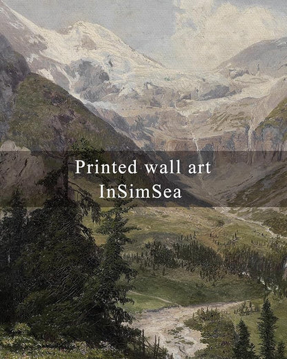 InSimSea Framed Canvas Wall Art Vintage Decor, Mountain Pictures Living Room Decor Aesthetic, Bedroom Bathroom Summer Landscape Wall Pictures, 8x10inch