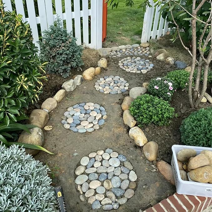 10 lbs River Rocks, 2-3 Inch Natural Pebbles for Plants, Landscaping, Garden, Aquarium, Backyard and Indoor Water Fountains