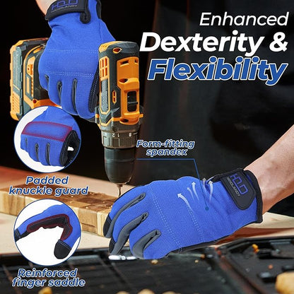 HANDLANDY Work Gloves for Men & Women, Utility Mechanic Working Gloves Touch Screen, Flexible Gardening Gloves for Yard