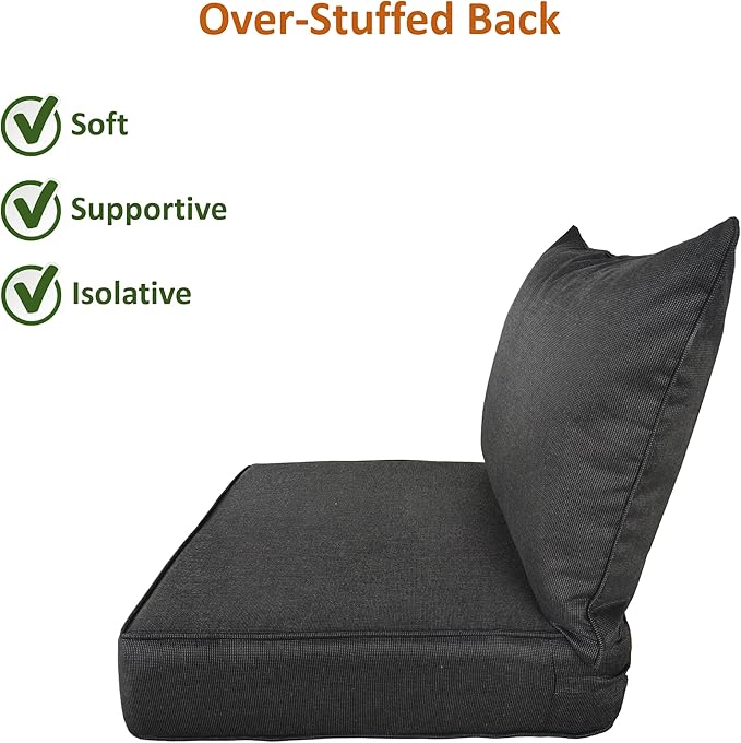 Outdoor Patio Furniture Replacement Cushions,24X24X5 Inch Deep Seat Chair Seat Back Cushion Set,All Weather Breathable Sectional Cushions for Patio Furniture Couch Loveseat,Black