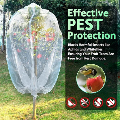 JOJOLEE Garden Blueberry Bush Netting Cover, 4Pcs 3.3 x 2.6FT Insect Bird Nettings with Drawstring, Protective Plant Cover Mesh Net Bags for Fruit Trees, Tomatoes, Flowers
