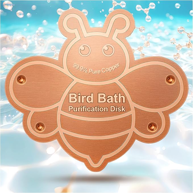 Bird Bath Purification Disk Pure Copper Outside Winter Solar Power Birdbath Outdoor Winter Backyard Humming Feeder Cage Dispenser Heater Bowl Pedestal Fountain Cleaner Garden Women Gift Bee
