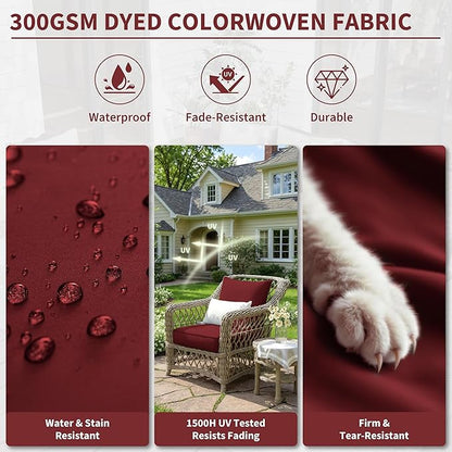 Premium Outdoor Seat Cushion Chair Cushions for Patio Furniture 22 L X 22 W X 4 H Waterproof & Fade Resistant Deep Seat and Backrest Cushion Set with Removable Covers for Chair, Sofa
