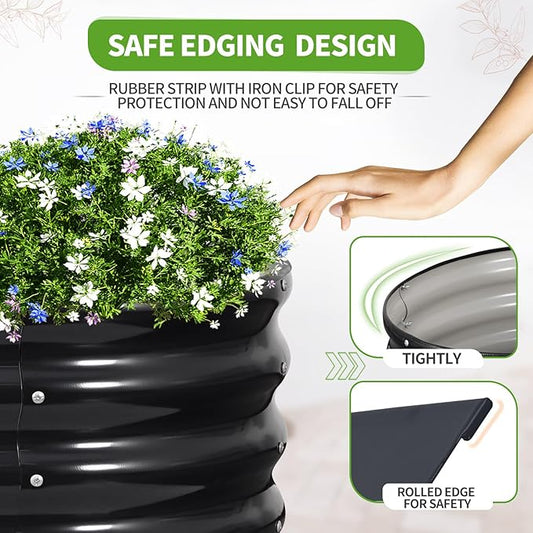 Galvanized Raised Garden Bed Outdoor- Raised Beds for Gardening| Metal Planter Box, Steel Raised Garden Bed Kit with Safety Edging and Gloves for Vegetables, Flower, Herbs (6x2x1.4FT, Gray)