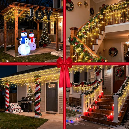 504 LED Fairy lights for Bedroom, 50ft Christmas Window Lights with 112 Drops 12 Modes, Dimmable Curtain Lights, String Lights Indoor Outdoor for Holiday Wedding Party Home Decorations, Warm White