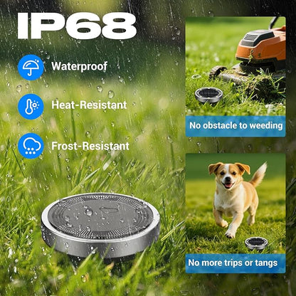 Peasur Mini Solar Ground Lights Outdoor, 2 Pack Flat Solar Powered Disc Lights, IP68 Waterproof, Anti-Rust, Landscape Lighting for Pathway Garden Yard Lawn Walkway Landscape Driveway, Green