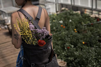 Barebones Harvesting and Gathering Bag - Foraging, Harvest and Fruit Picking Bag with Convertible Straps - Water-Resistant Waxed Canvas Gardening Tool(Slate Gray)