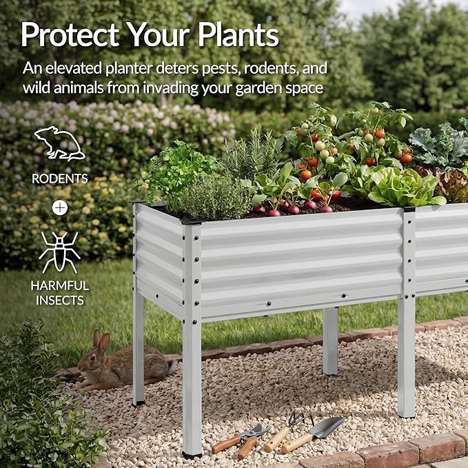 Best Choice Products 72x24x30in Non Toxic Galvanized Raised Garden Bed, Metal Elevated Planter Box, Vegetable Garden, 100% Non Toxic Materials - Silver