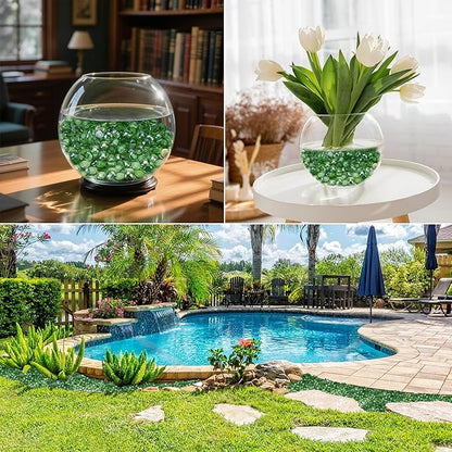 Skyflame 10-Pound Fire Glass Beads for Fire Pit Fireplace, 1/2-Inch Size Emerald Green Reflective Decorative Blended Fireglass Drops for Landscaping