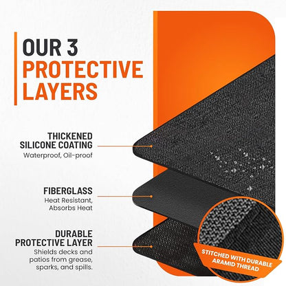 Under Grill Mats for Outdoor Grill (48 x 30 inch) Double-Sided Mat for Under Fire Pit Mat the Perfect Grill Matt for Outdoor Grill Deck Protector and BBQ Matt for Under Grill Mat for Deck