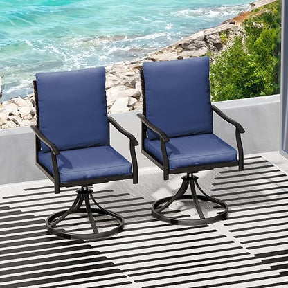 LEVELEVE 5 Piece Outdoor Patio Dining Set with 4 Swivel Dining Chairs & 1 Large Round Dining Table,Bistro Furniture Set for Lawn, Garden, Deck, Backyard and Porch