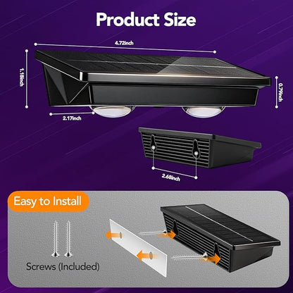 Solar Fence Lights Outdoor 8Pack, Warm White & RGB 6 Color and Glass Panel, Waterproof High Brightness Solar LED Spot Lens Deck Lights for Outside Stairs, Porch Step, Railing, Backyard, Patio