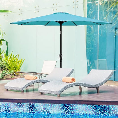 Simple Deluxe 2 Pack 9' Patio Umbrella Replacement Canopy Only Outdoor Table Market Yard Umbrella Replacement Top Cover with 8 Ribs, Turquoise