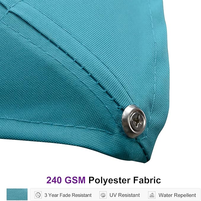 PURPLE LEAF 11 FT Square Patio Umbrella Large Outdoor Aluminum Offset Umbrella with 360-degree Rotation Cantilever Umbrella for Garden Deck Backyard Pool, Turquiose Blue