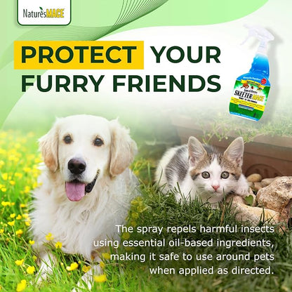 Nature’s MACE Skeeter Pest Repellent Spray - Safe for Pet and Plants, Outdoor Repellent Pest Control, Yard Protection Insect and Spider Barrier Treatment Essential Oil Formula Fresh Scent - 40oz