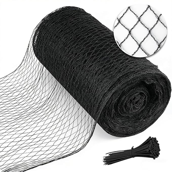 Bird Netting for Garden 13 x 40 FT Heavy Duty Black Garden Netting for Fruit Trees, Chicken Coop, Pond, Blueberry Bushes, Poultry & Deer Netting, HDPE Plant Protection Net Fence with Ties