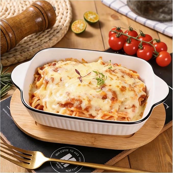 34oz Small Ceramic Casserole Dishes Set Of 4-1000ml Small Baking Dish With Handles, Suitable For Ovens And Microwaves, Compact Size Ideal For Gratins, Pasta Dishes, Tiramisu And Baked Goods