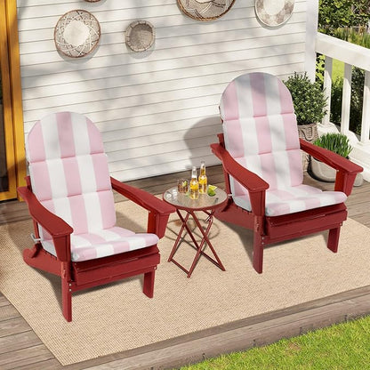 Crestlive 50x19.6 Inch Adirondack Chair Cushion Set of 2, Water Repellent, Fade Resistant, High Back Outdoor Rocking Chair Cushion for Patio, Pink Stripe