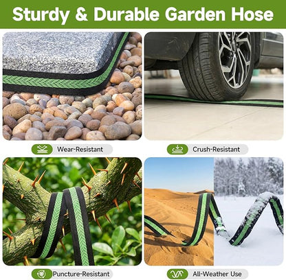 Garden Hose 75ft Flexible Non-Expandable Water Hose Kink-Free Lightweight Leak-Proof High Pressure Durable Outdoor Portable Fabric Hoses Pipe with 3/4” Sturdy Fittings for Yard Lawn Car Wash