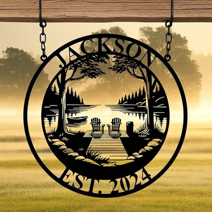 Custom Lake House Metal Sign, Personalized Cabin Metal Sign, Lodge Wall Art, Gift for Couple, Gifts for Family, Out Door or Indoor Decor, Family Last Name Signs, Gift for Christmas