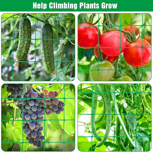 Unves Garden Trellis for Climbing Plants, 16.4 x 6.6 Ft Garden Trellis Heavy Duty Plant Net for Cucumber, Tomato, 27 Strands & 4x4 Inch Netting for Vegetables, Grapes, Bean