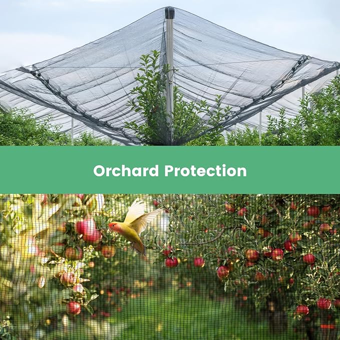 Protection Cover 12 Ft. x 12 Ft. Garden Netting with Grommets Anti Squirrels, Rabbits, and Other Animals and Hail Perfect for Garden Plants Fruit Trees Pond Protection - PP1212KK
