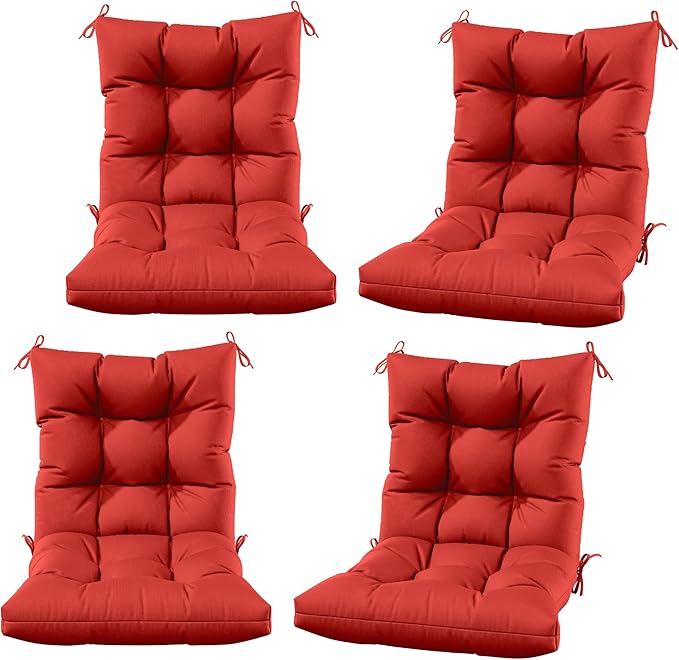 Patio Seat&Back Chair Cushions for Outdoor Furniture，Comfortable Cushions for Rocking/Dining/Lawn Chair-Set of 4