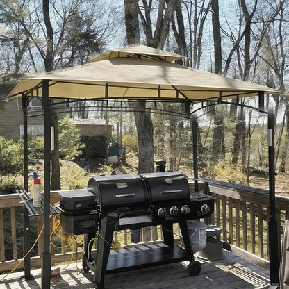 Grill Gazebo Replacement Roof, 5x8ft Outdoor BBQ Gazebo Canopy Cover, Double Tiered Grill Gazebo Replacement Roof for #L-GG001PST-F