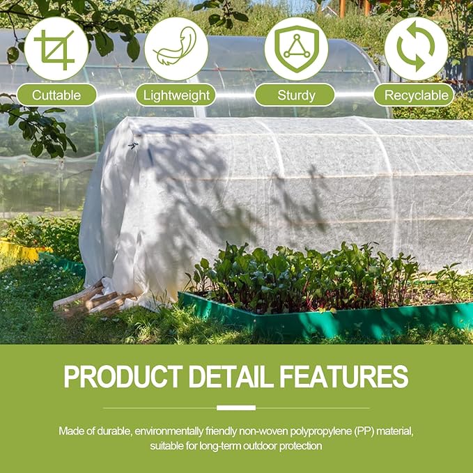 Plant Covers Freeze Protection, 10X40FT Reusable Thickened Winter Floating Row Covers, Frost Cloth Blanket Shade Cloth Garden Fabric Plant Cover for Raised Beds Vegetables Insect Winter Frost