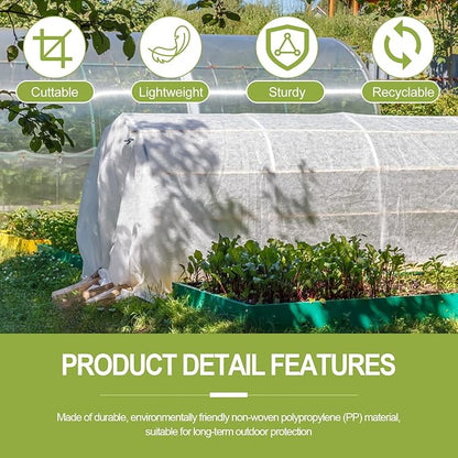 Plant Covers Freeze Protection, 10X40FT Reusable Thickened Winter Floating Row Covers, Frost Cloth Blanket Shade Cloth Garden Fabric Plant Cover for Raised Beds Vegetables Insect Winter Frost