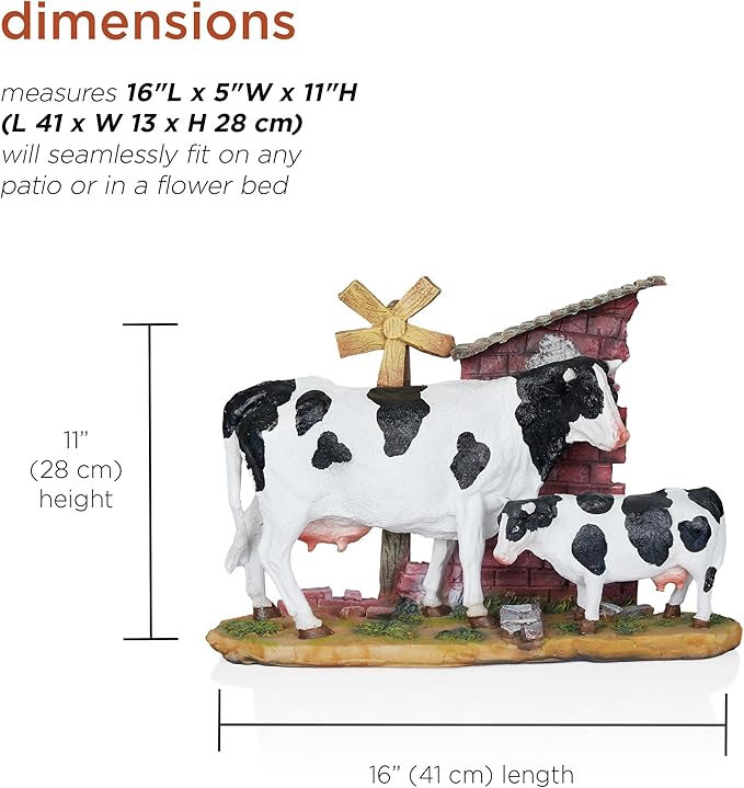 Alpine Corporation 11" Tall Outdoor Cow and Calf Statue, Stylish Weatherproof Garden Decor, Multicolor