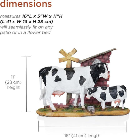 Alpine Corporation 11" Tall Outdoor Cow and Calf Statue, Stylish Weatherproof Garden Decor, Multicolor