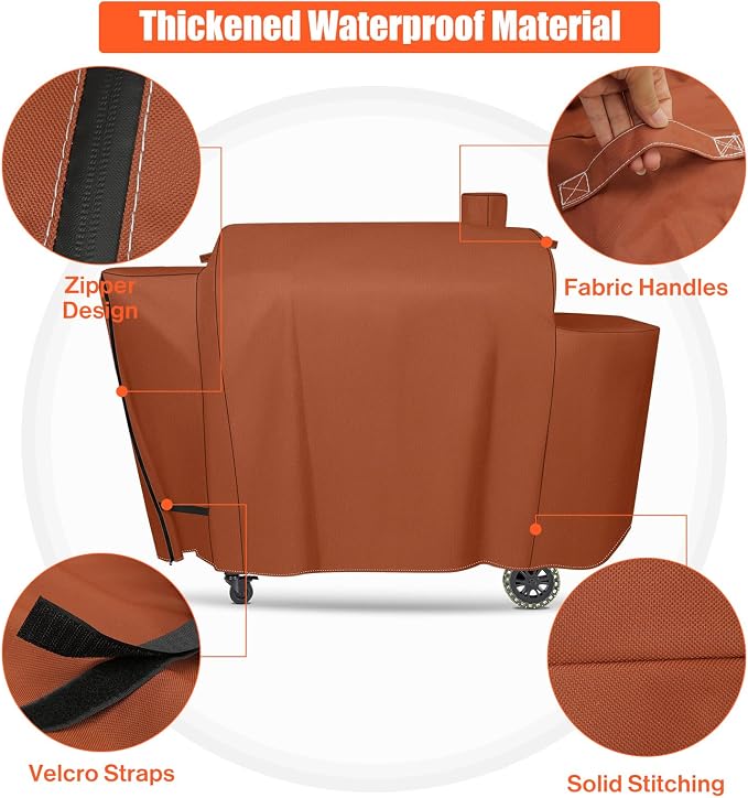 Grill Cover for Pit Boss Pro Series Triple-Function Combo Grill PB1100PSC1 PB1100PSC2 Sportsman PB1230 Wood Pellet/Gas Combo 1230 PB1230SP PB1230G, PB 67364-600D Fade Resistant Grill Cover, Brown