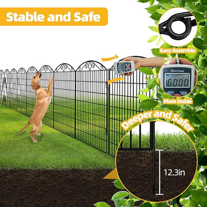 Outdoor Dog Fence for Yard, 10 Pack Fences with Latch Suitable for Patio Garden Yard, 33in(H) x 21.6ft(W) Decorative Fencing Panels for Detering Animals (10 Packs)