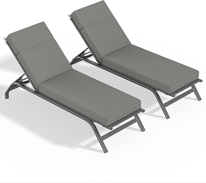 2 Pcs Chaise Lounge Cushions Outdoor, 72" L X 21" W X 4" D Lounge Chair Cushions for Outdoor Furniture, High-Density Foam Patio Chaise Cushion-Waterproof Fade-Resistant ThickPatio lounge chair cushion