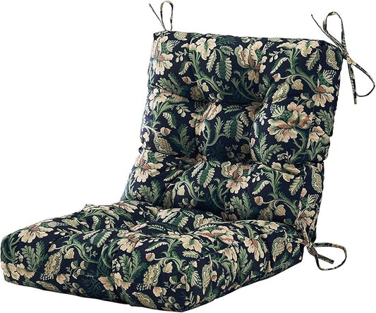 ARTPLAN Seat/Back Outdoor Chair Cushion,Set of 4 Patio Chair Cushion with Tie,Tufted Replacement for Patio Furniture,40x20x4 Inches,4 Count,Floral