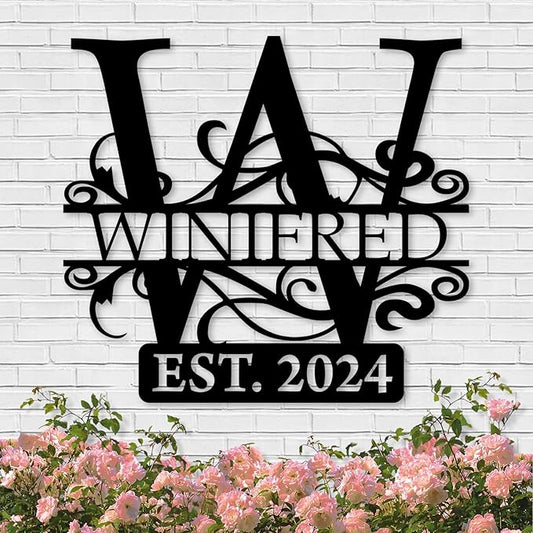 Custom Metal Signs | Last Name Sign | Split Letter Monogram Wall Decor | Custom Outdoor Signs | Personalized Wedding Gift | Housewarming Couples Gift | Outdoor Metal Sign | Metal Art