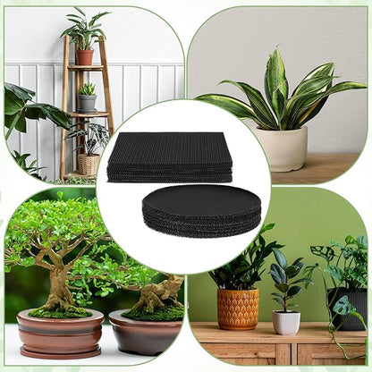 JJUNW 100Pcs Bonsai Pot Meshs Pad, 4 inch Round&Square Flower Pot Hole Mesh, Drainage Mesh Hole Screens Durable Reusable Bonsai Bottom Grid Mat Gardening Essentials