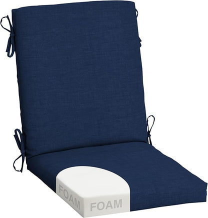 Arden Foam Outdoor Dining Chair Cushion, 20 x 44, Premium High-Density Foam, Never Flattens, Weather-Proof for Outdoor Chairs, Sapphire Blue Leala
