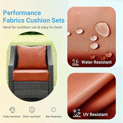 IPYNBAP Outdoor Cushions for Patio Furniture,Outdoor Seat Cushion Set 24 x 24 x 5.75 Inch,Waterproof & Fade Resistant Outdoor Chair Cushions,Deep Patio Chair Cushion with Removable Cover,Spice
