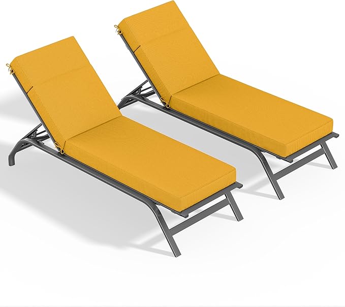 2 Pcs Chaise Lounge Cushions Outdoor, 72" L X 21" W X 4" D Lounge Chair Cushions for Outdoor Furniture, High-Density Foam Patio Chaise Cushion-Waterproof Fade-Resistant ThickPatio lounge chair cushion
