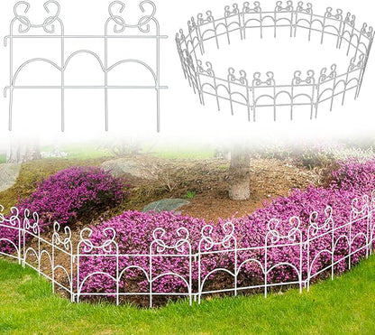 ARIFARO Decorative Garden Fence, 10 Pack, 14 ft Metal Flower Bed Border Fence, Small Fence for Garden Edging, No Dig Movable Panels for Lawn Patio Yard（13" H x 17" W ）