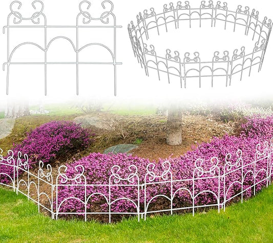 ARIFARO Decorative Garden Fence, 10 Pack, 14 ft Metal Flower Bed Border Fence, Small Fence for Garden Edging, No Dig Movable Panels for Lawn Patio Yard（13" H x 17" W ）