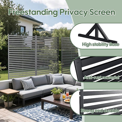 Outdoor Privacy Screens Freestanding, 72" H×48" W Metal Privacy Fence Screen for Outside, Rustproof Privacy Panels Privacy Wall, Decorative Fences for Patio, Deck, Lawn Garden, Backyard