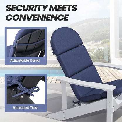 Crestlive 50x19.6 Inch Adirondack Chair Cushion Set of 2, Water Repellent, Fade Resistant, High Back Outdoor Rocking Chair Cushion for Patio, Sky