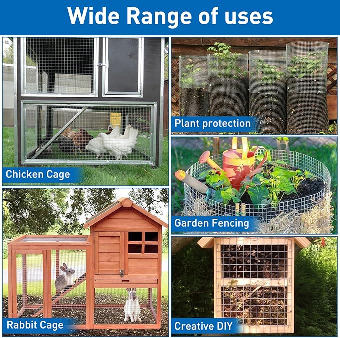 Hardware Cloth,Chicken Wire Fence,1/2 inch 15.7in x 6ft Galvanized Welded Cage Wire for Bird Wire Gopher Wire Rabbit Wire Snake Fence Poultry Netting Cage Screen